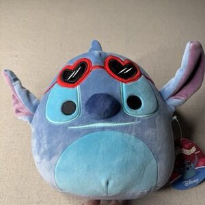 Original Squishmallows 8" Disney Stitch With Heart Sunglasses